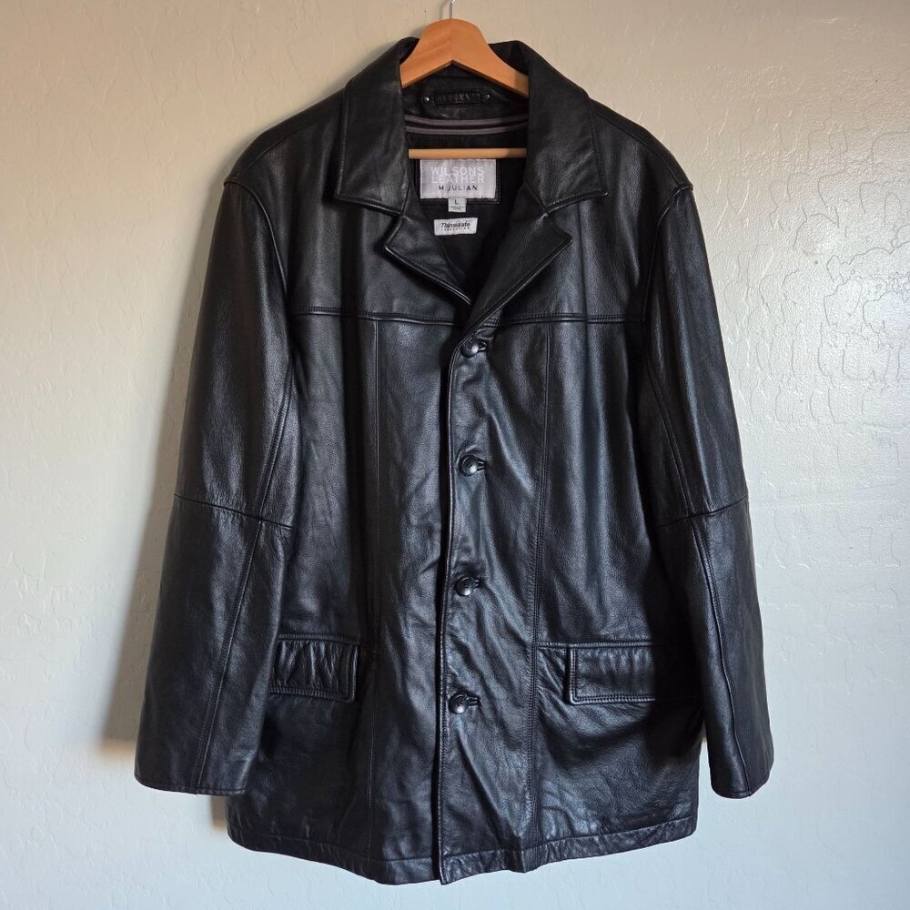 Vintage Wilsons Leather M. Julian Black Leather Jacket w Removeable Vest Men's L